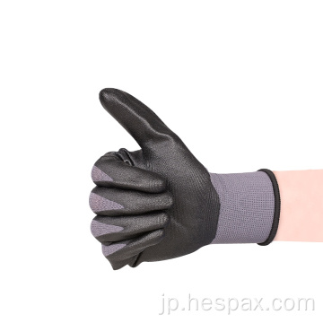 Hespax 15gaugeナイロンEN388油耐性ニトリル手袋